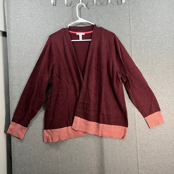 Isaac Mizrahi LIVE! Cardigan Sweater Dark Wine Size X-Large - Picture 1 of 10